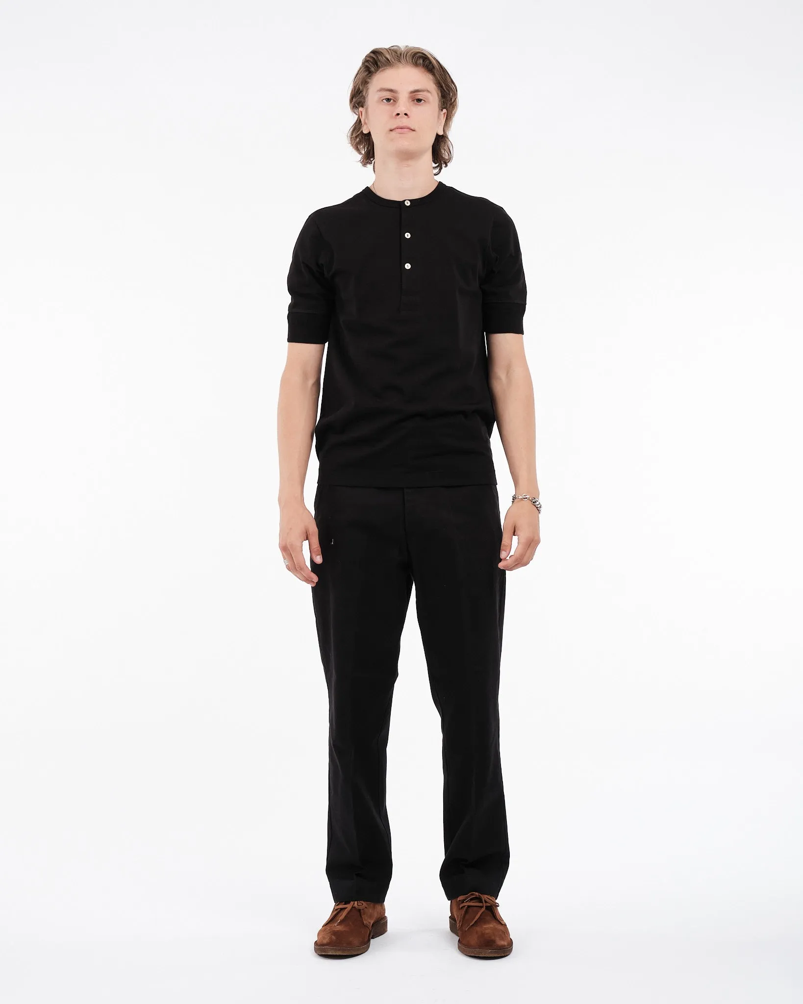 207 men's loopwheeled henley deep black