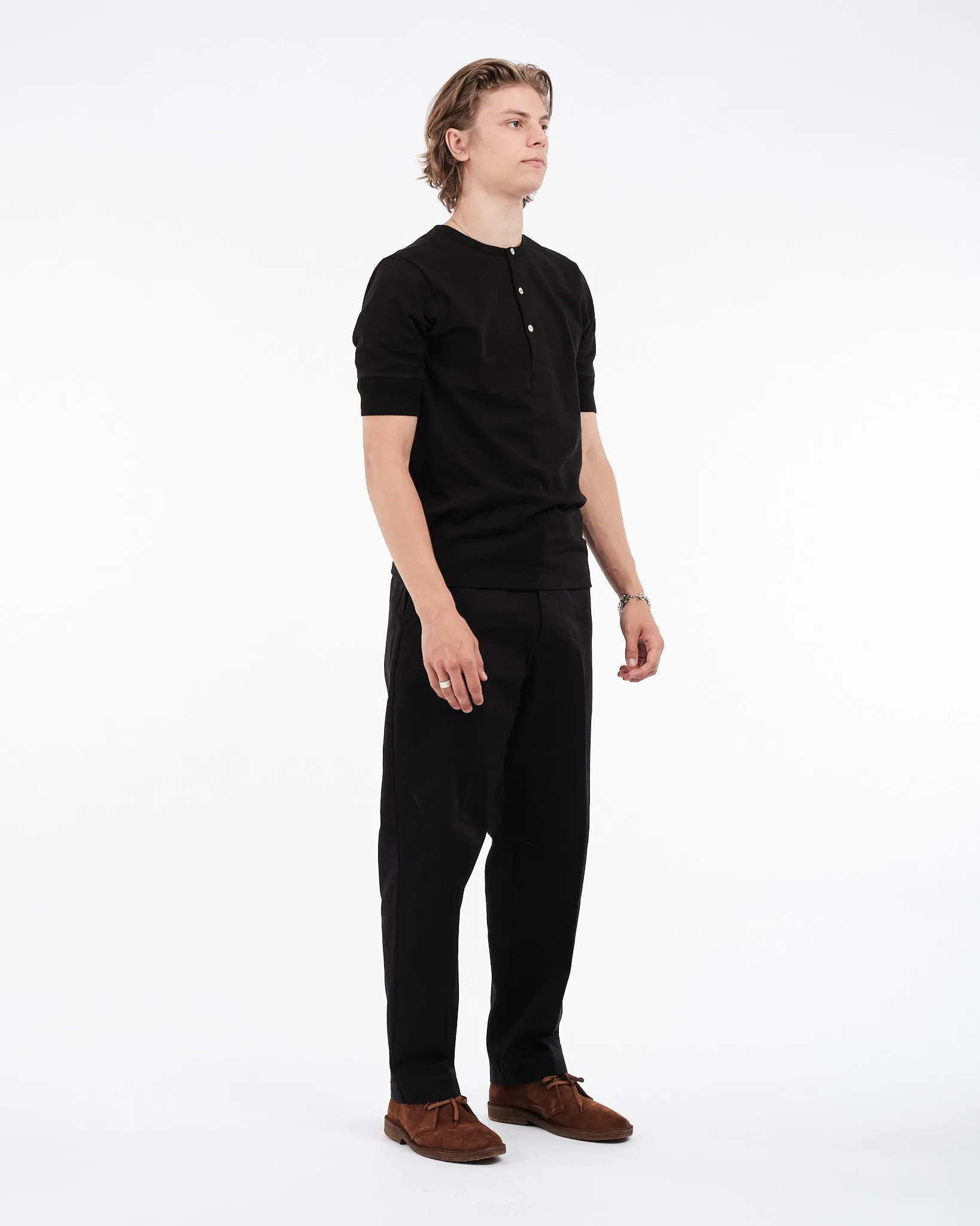 207 men's loopwheeled henley deep black