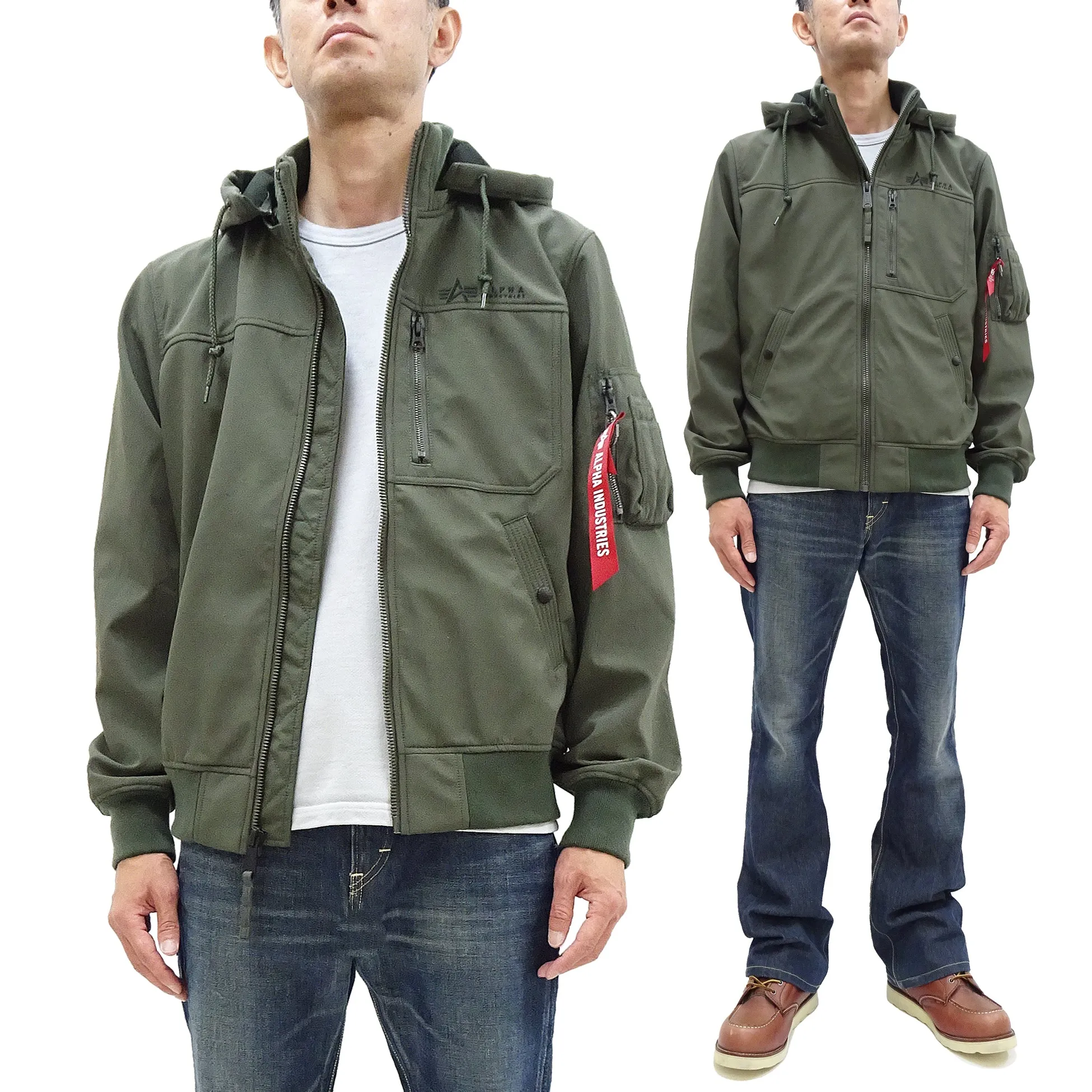 Alpha Industries Bonded Parka Men's Casual Military-Inspired Nylon Hooded Jacket with Rib Panel TA0722 076 Gray