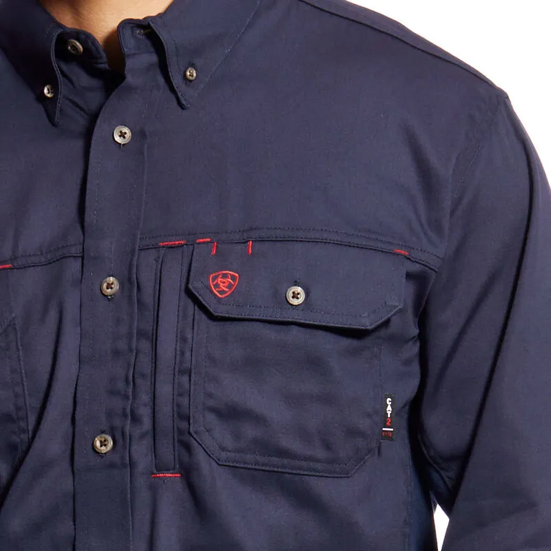 Ariat FR Navy Solid Vent Work Shirt