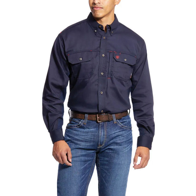 Ariat FR Navy Solid Vent Work Shirt