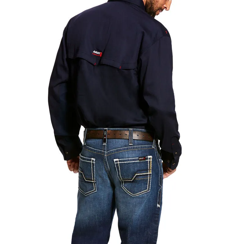 Ariat FR Navy Solid Vent Work Shirt