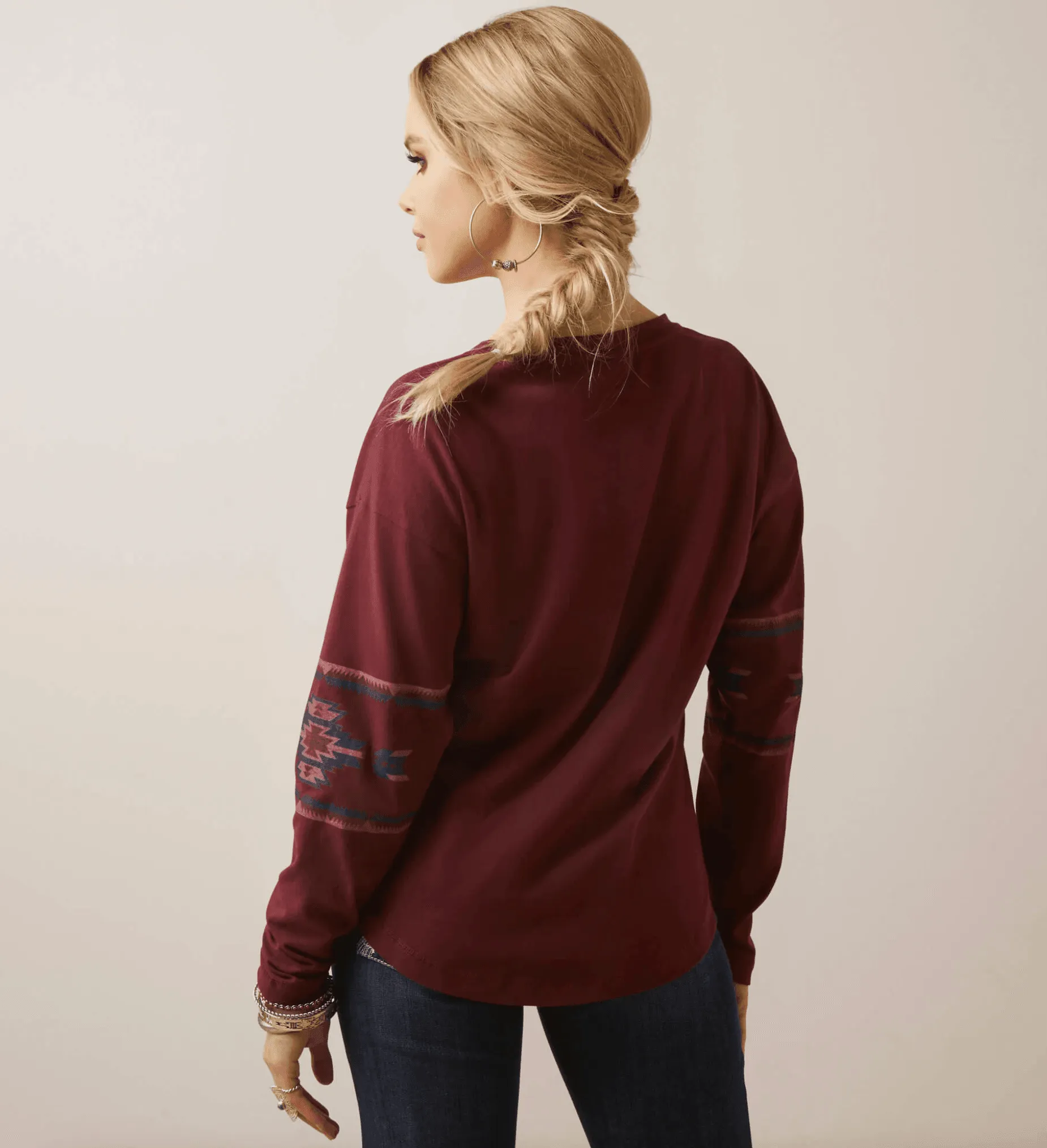 Ariat Women's Tawny Port Relaxed Henley Long Sleeve Shirt 10046443