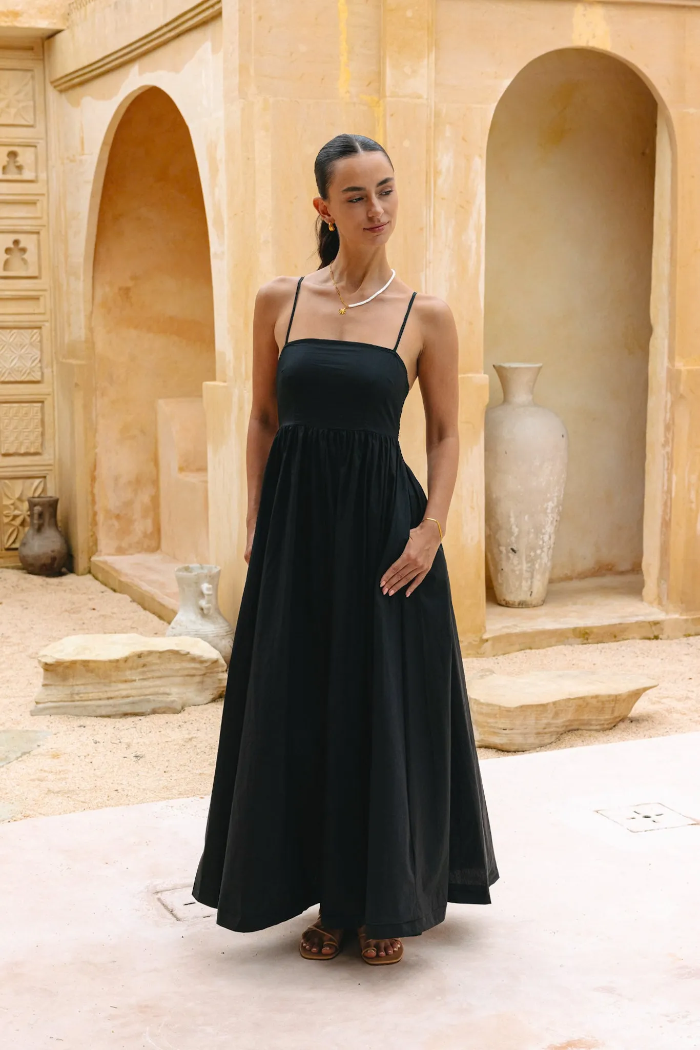 Azalia Black Flared Maxi Dress