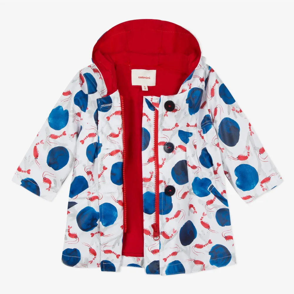 Baby girl marine printed rubberized rain jacket