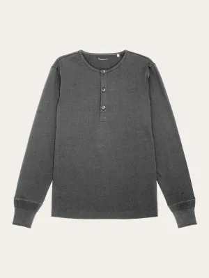 BO long sleeve henley - Regenerative Organic Certified™ - GOTS/Vegan - Dark Grey Melange