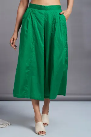 box pleated culotte - emerald green