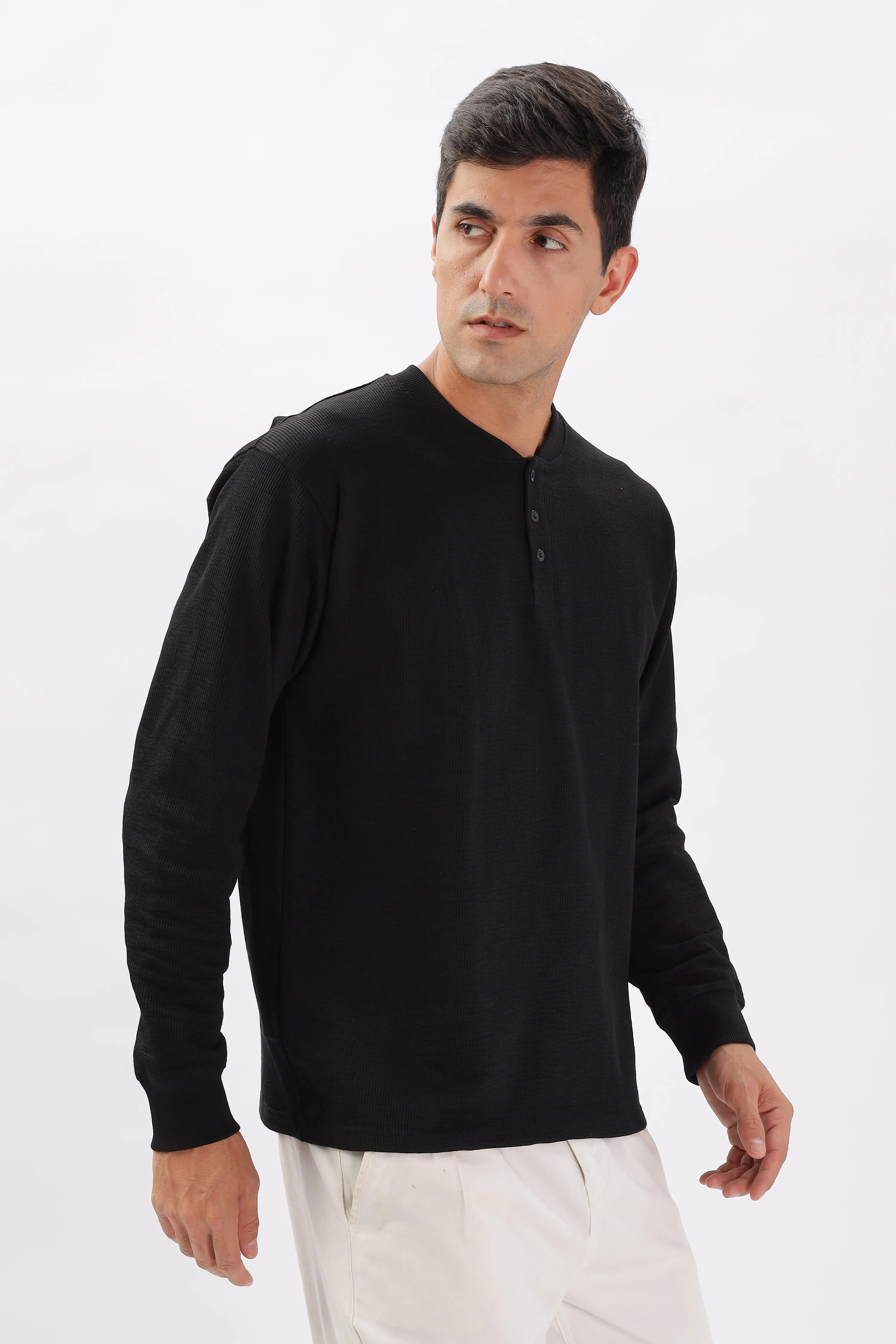 Classic Henley T-Shirt: Black