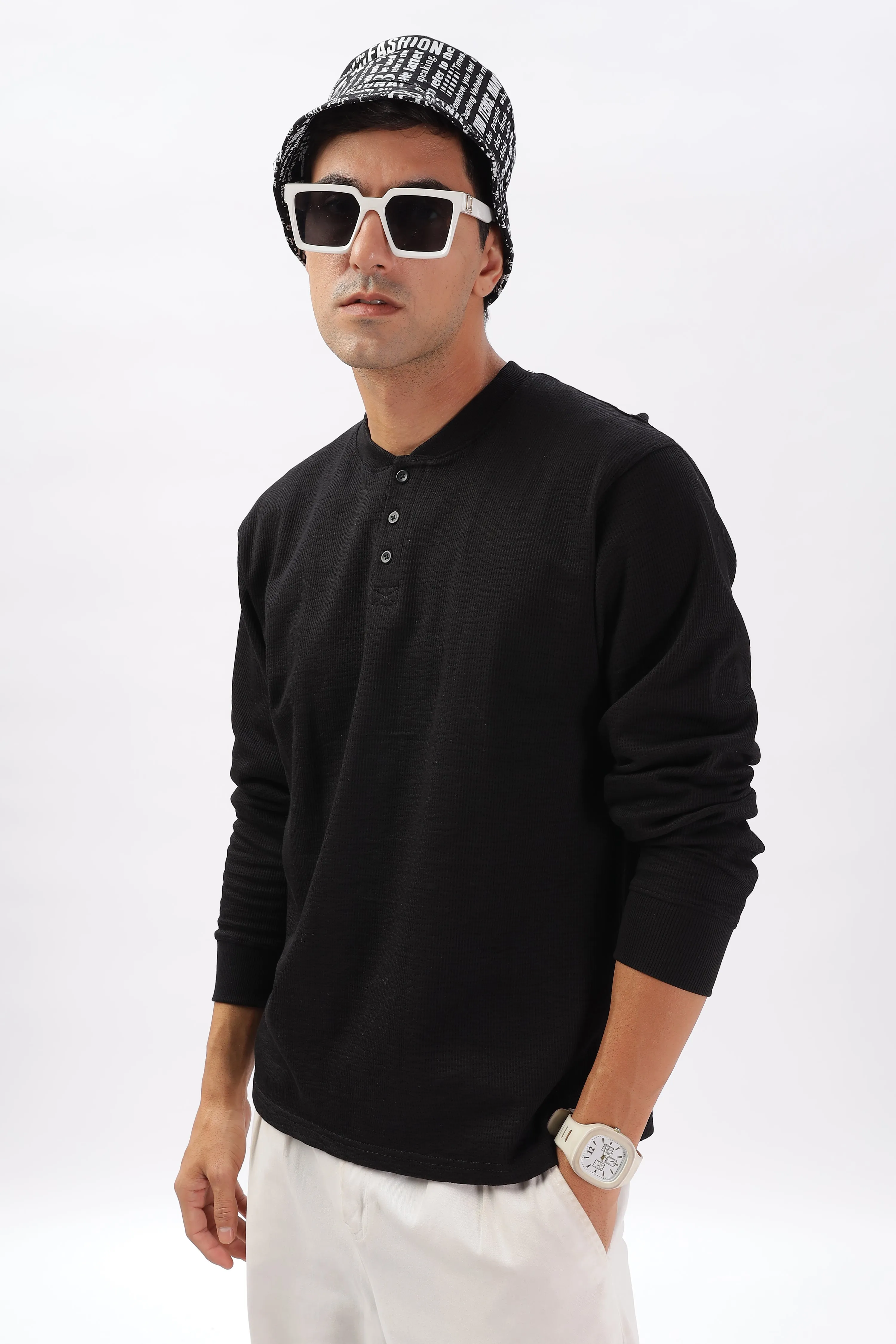 Classic Henley T-Shirt: Black