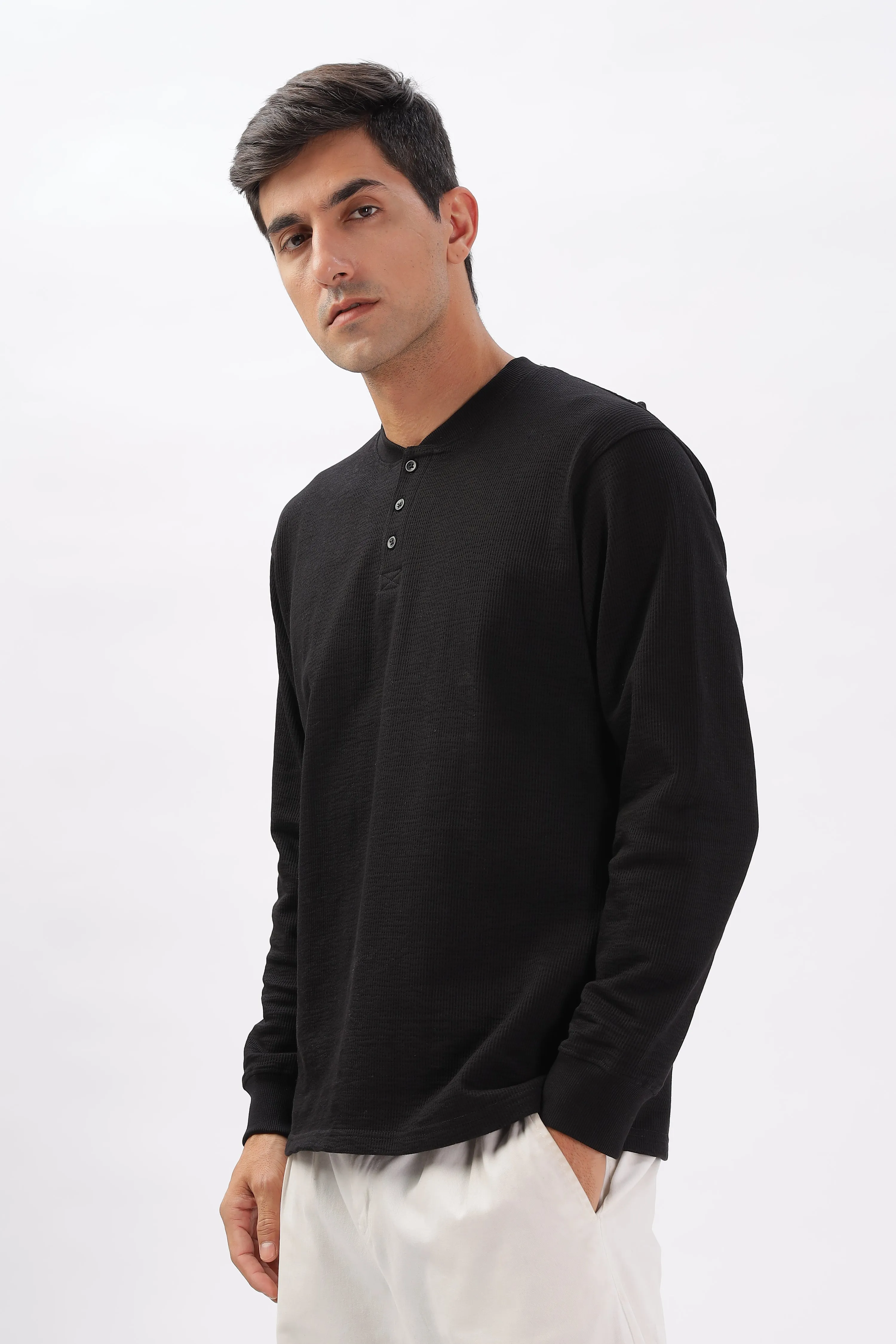 Classic Henley T-Shirt: Black