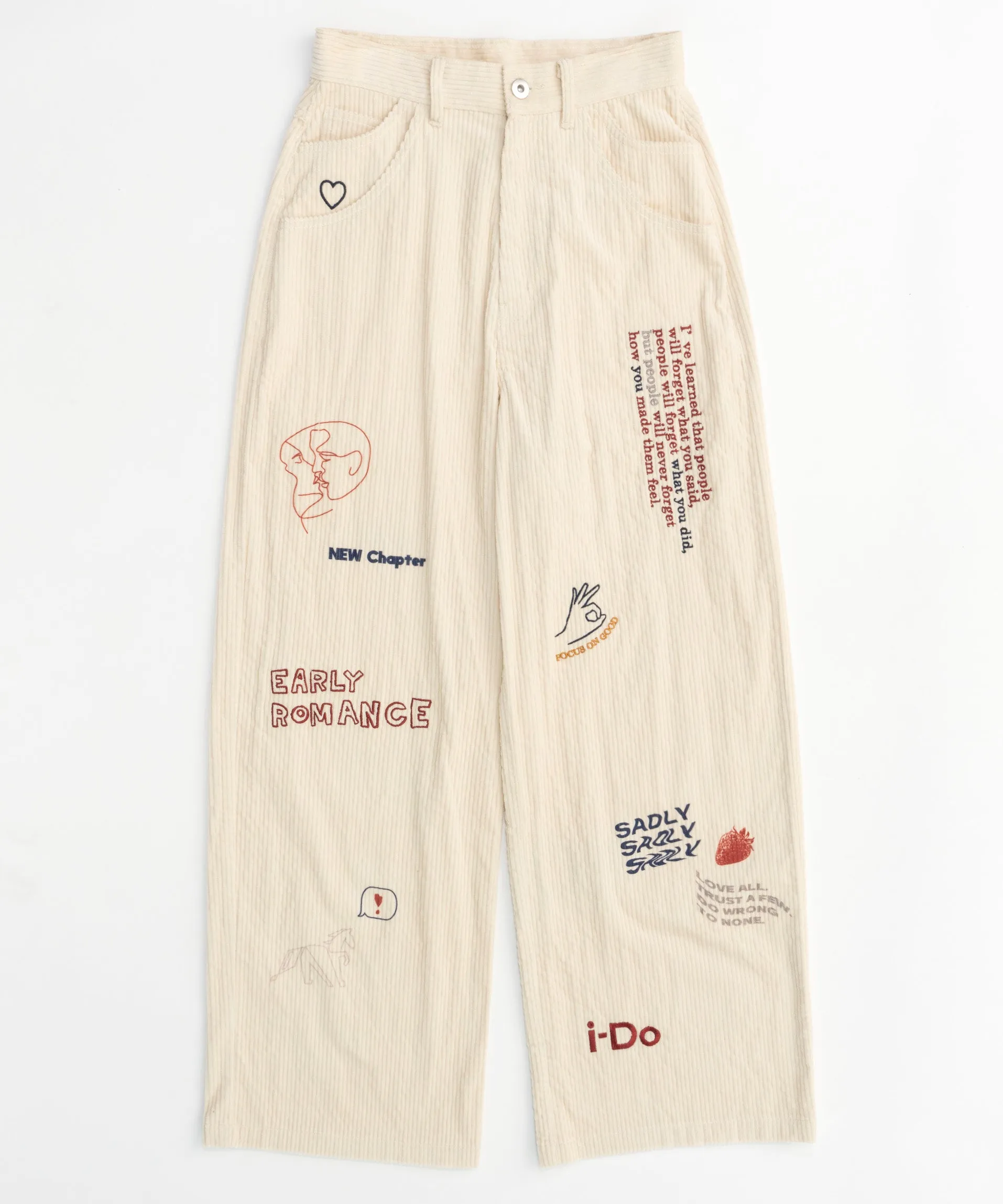 Corduroy Early Romance Graphic Pants