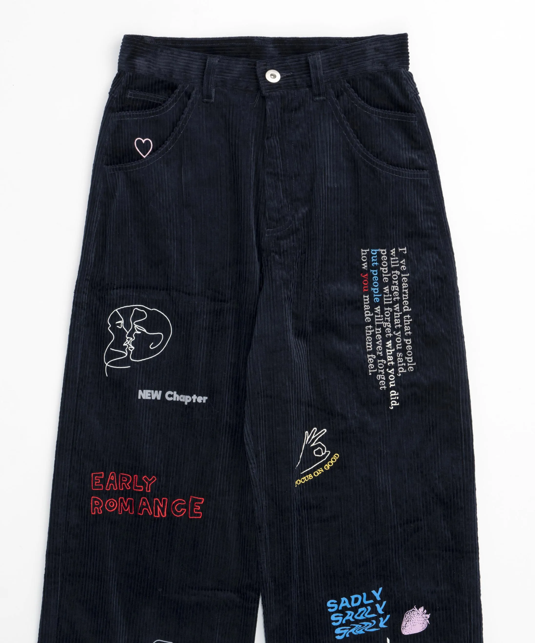 Corduroy Early Romance Graphic Pants