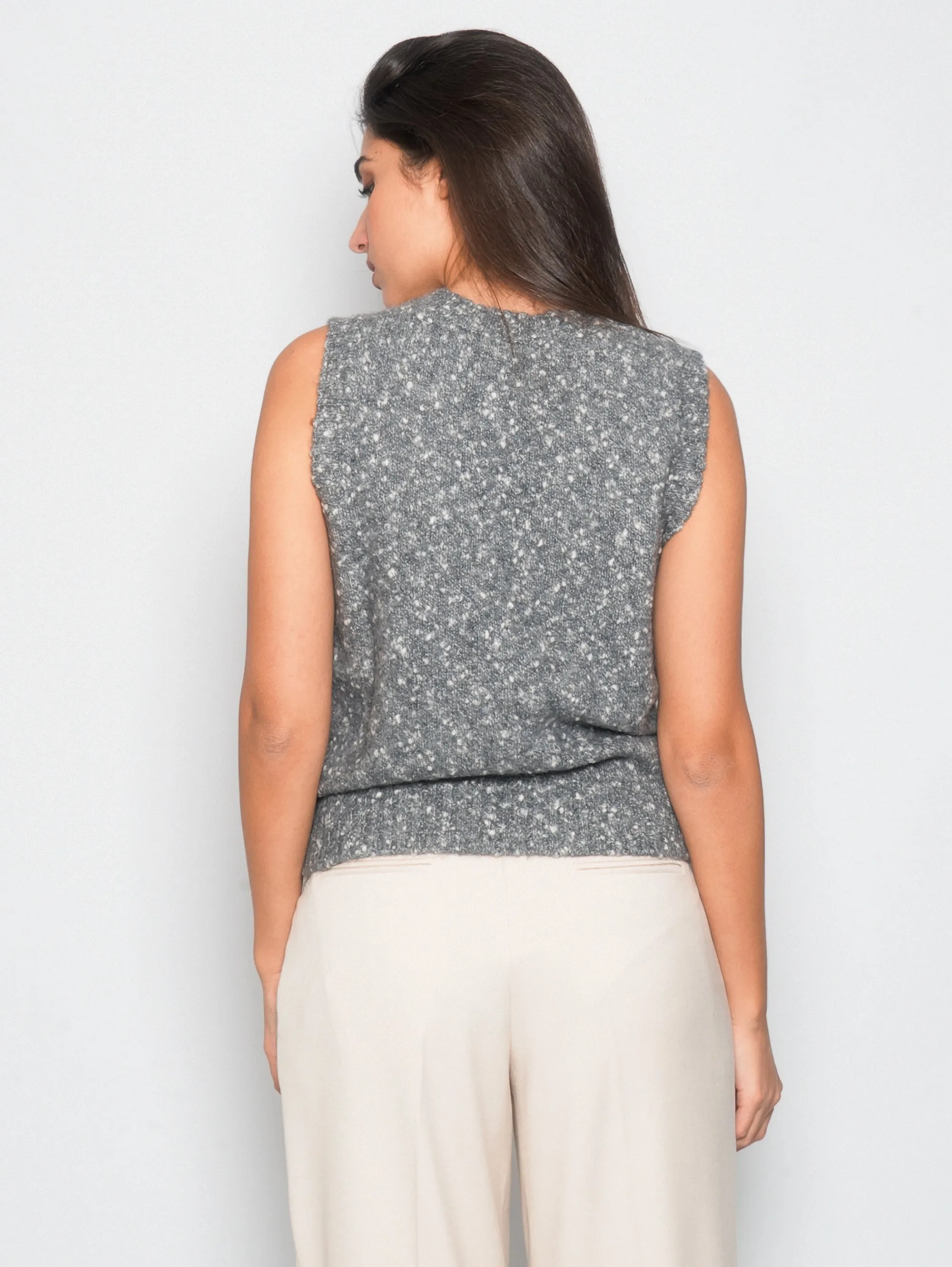 Gilet con Scollo a V Grigio