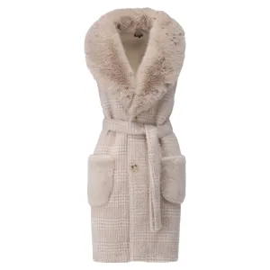 K Design Reversible Faux Fur Gilet Cream