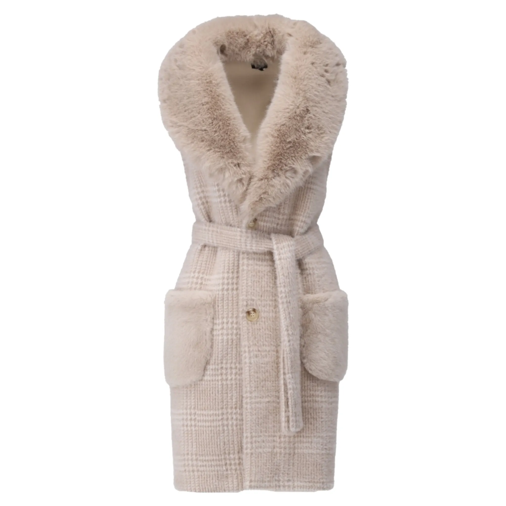 K Design Reversible Faux Fur Gilet Cream