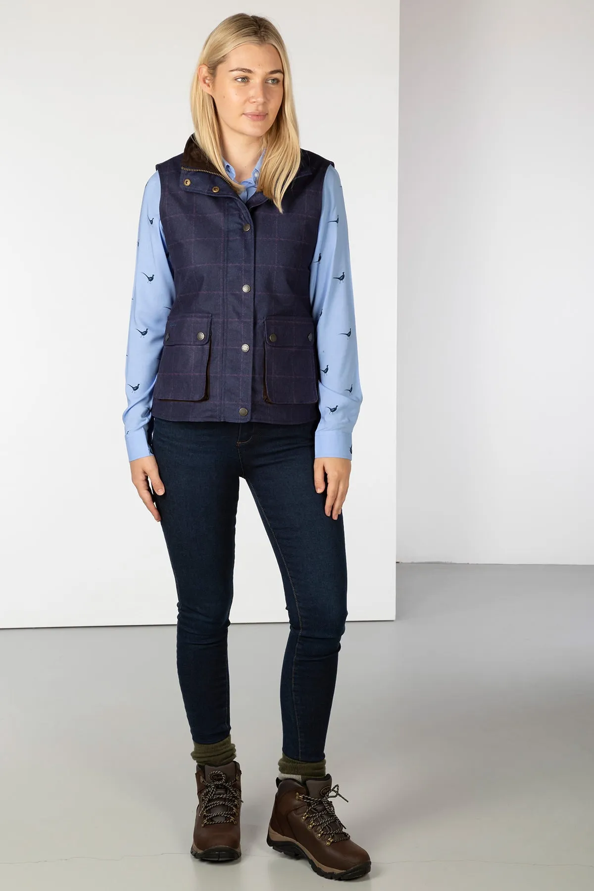 Ladies Tweed Print Gilet - Danby