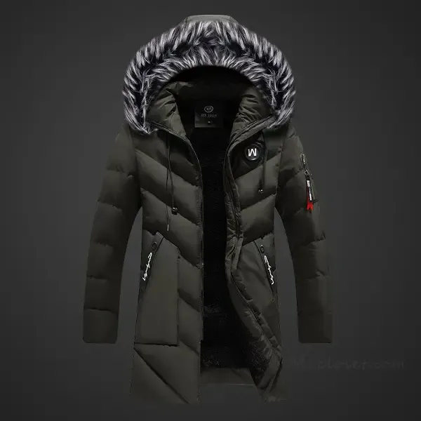 Men's Winter Coats Water-Repellent Windproof Thicken Parkas Mid-Length Hooded Padded Puffer Jacket