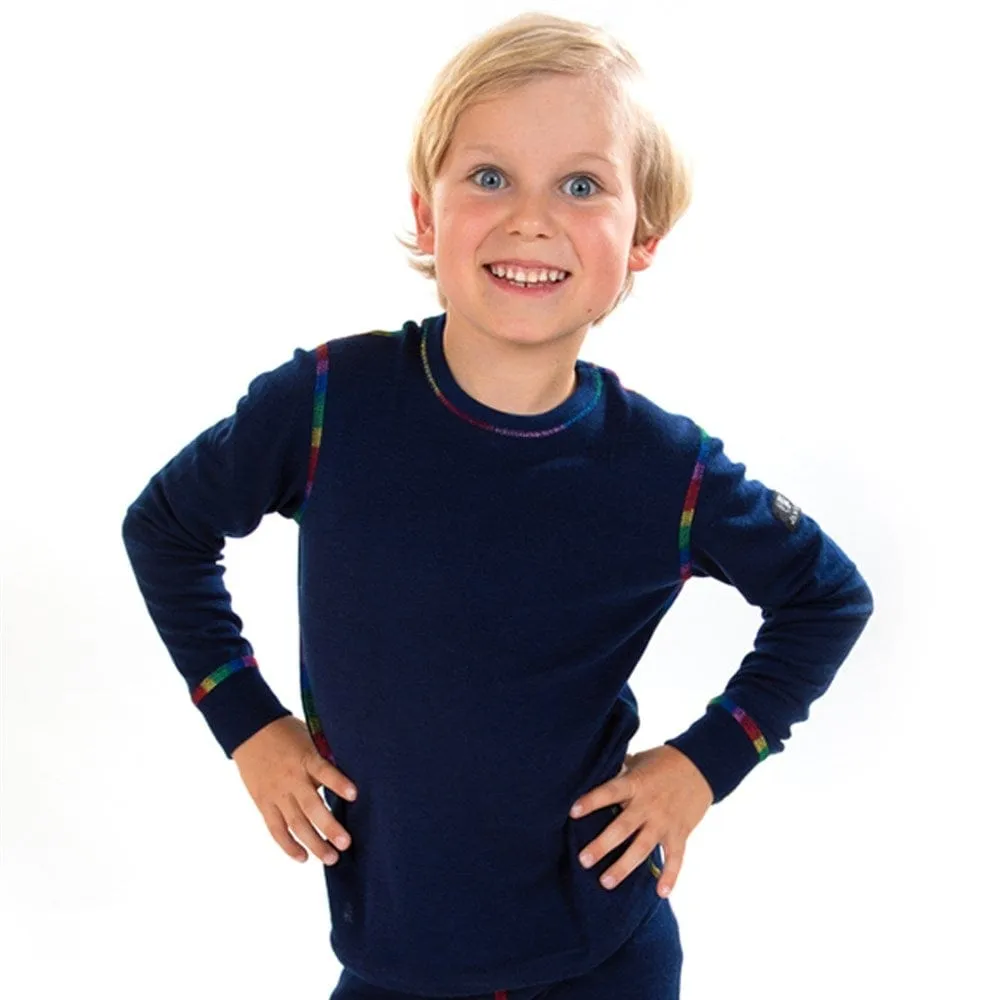 Merino Wool Long Sleeve Top: Rainbows Blue