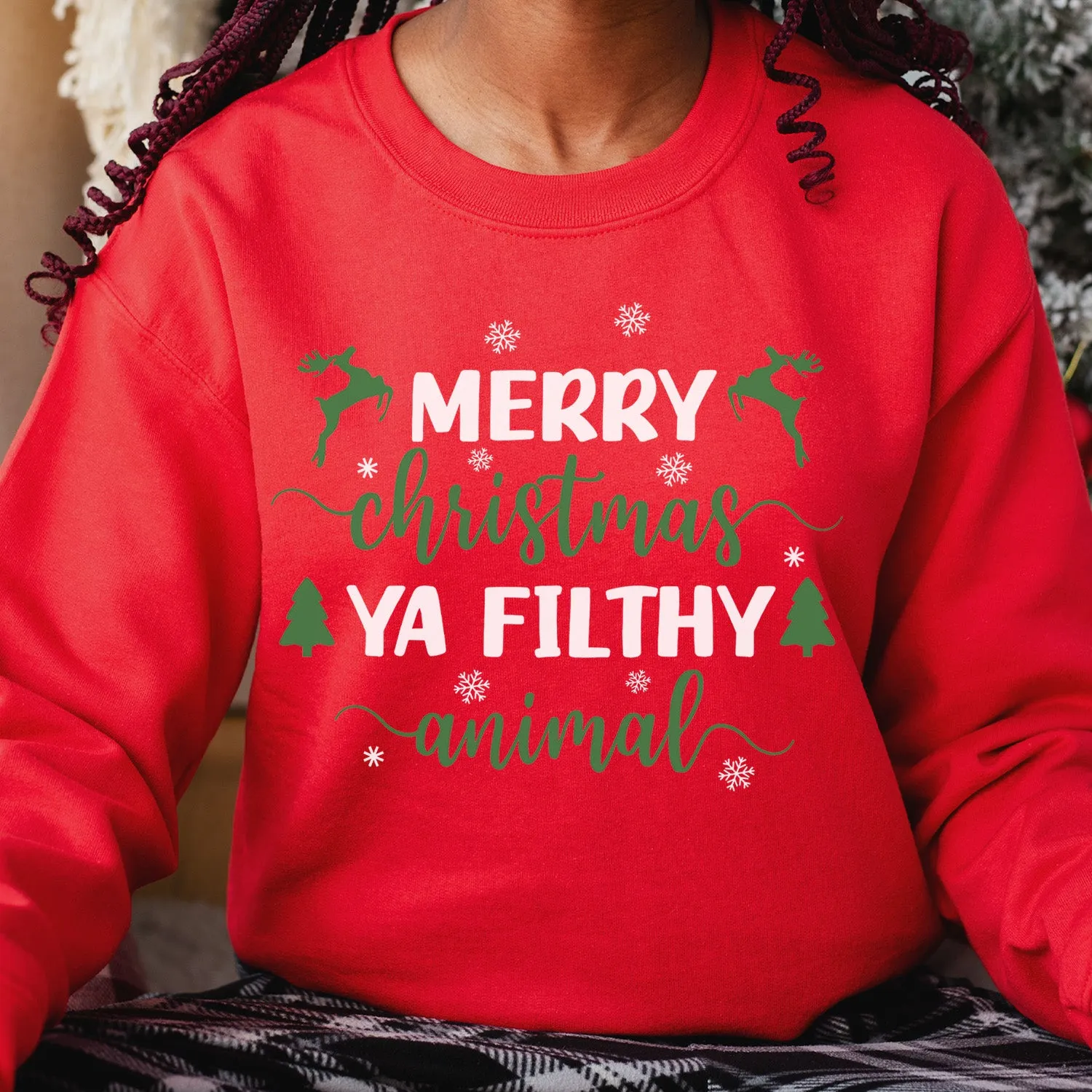 Merry Christmas Ya Filthy Animal Sweatshirt - Christmas Sweatshirt - Sizes S to 5XL