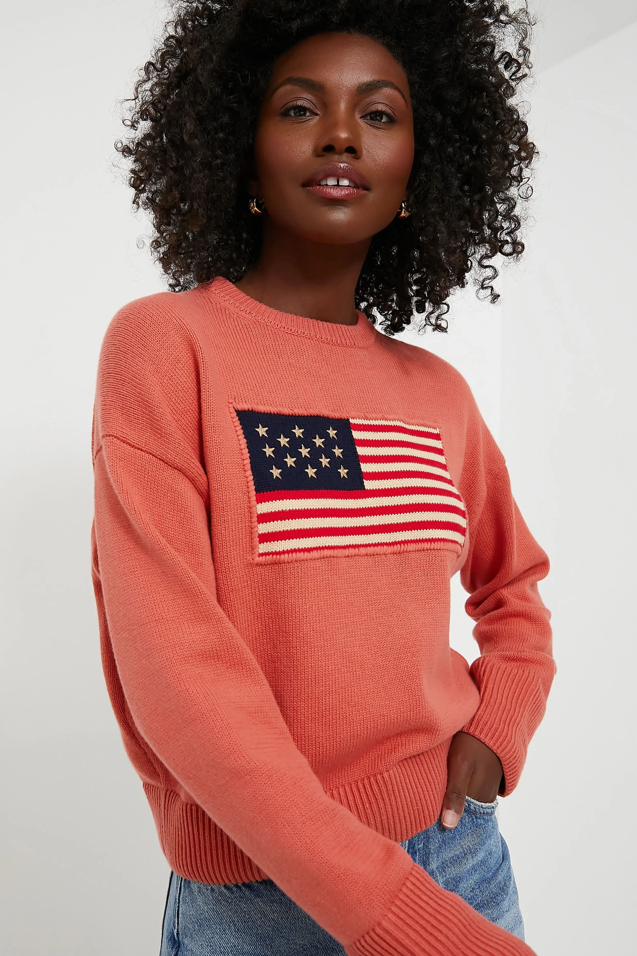 Nantucket Red Cropped Americana Sweater