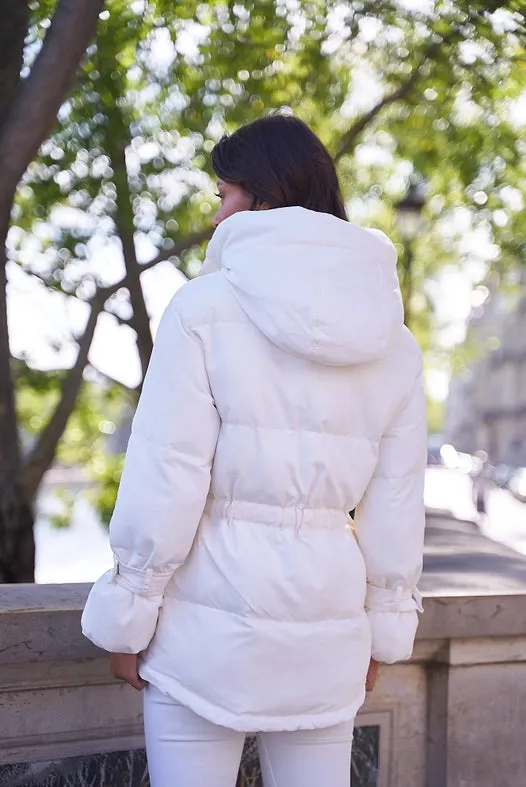 Oversized Bow Short Parka White