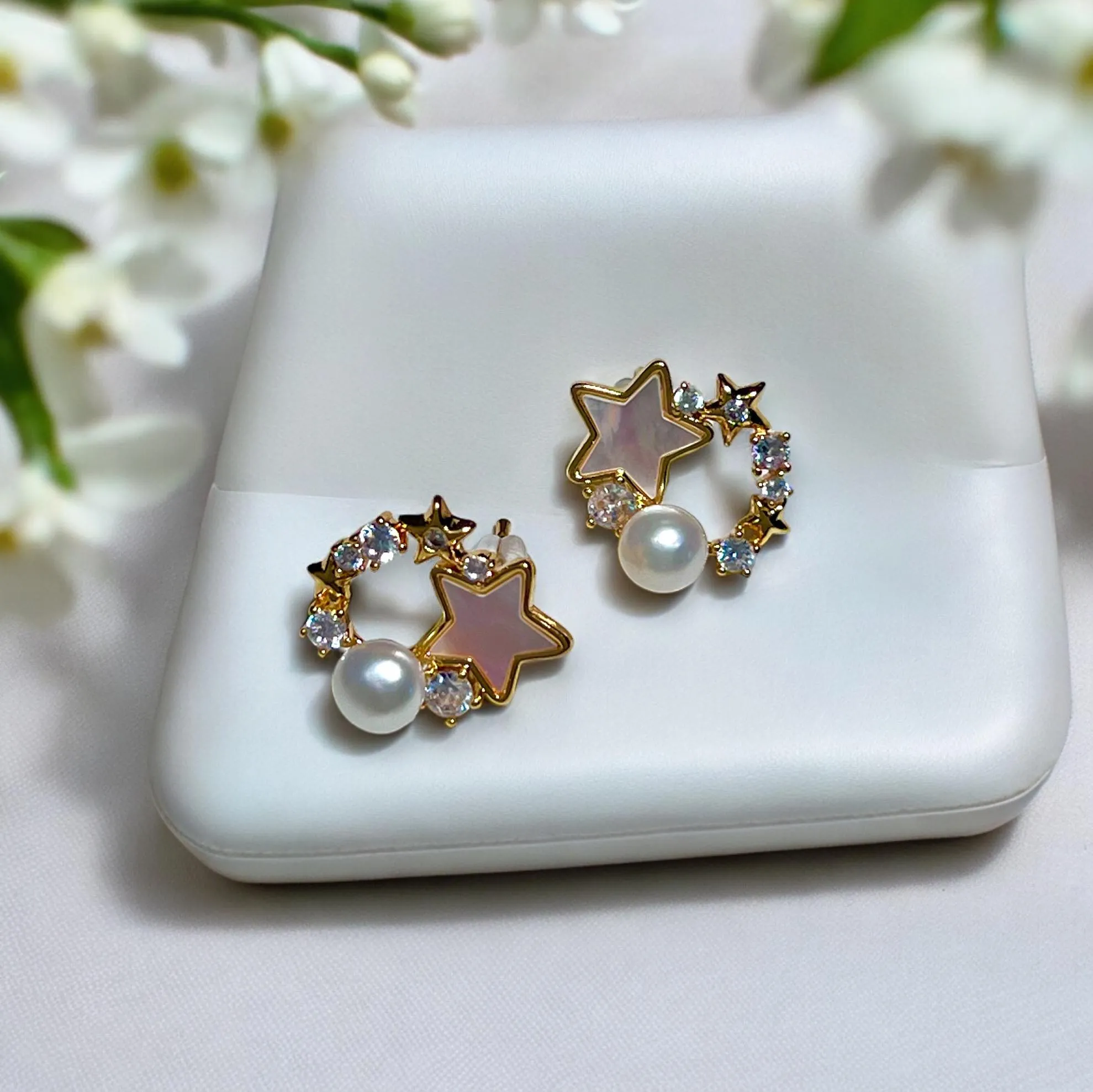 Pearl Starburst Stud Earrings