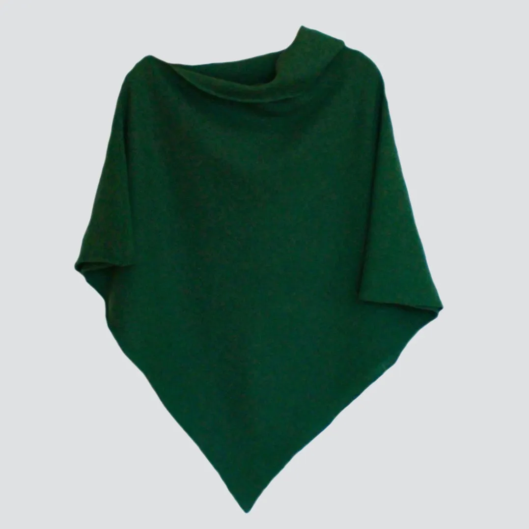 Poncho Soft Merino Lambswool Turf Green