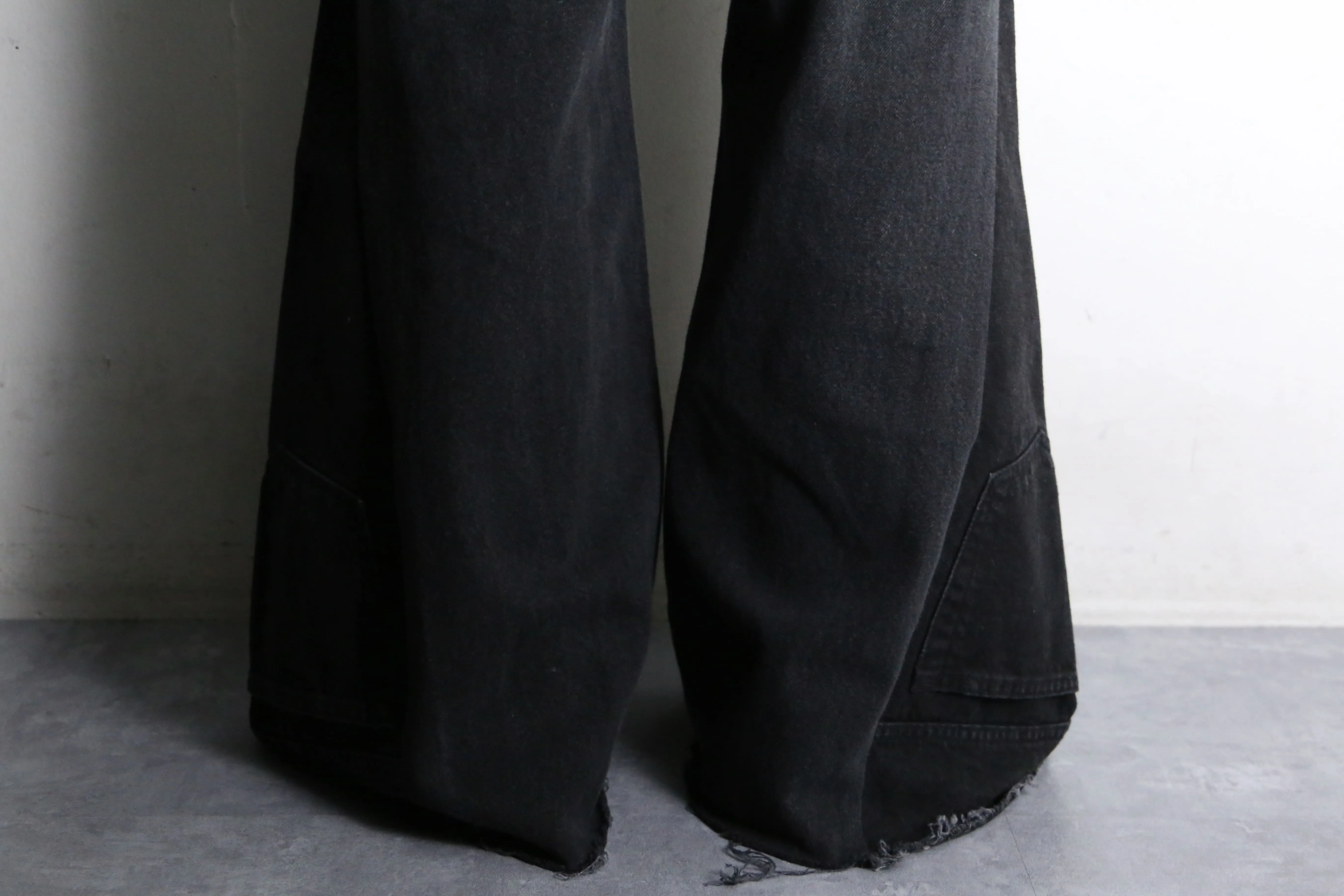 "Re:make" patchwork design black flare denim