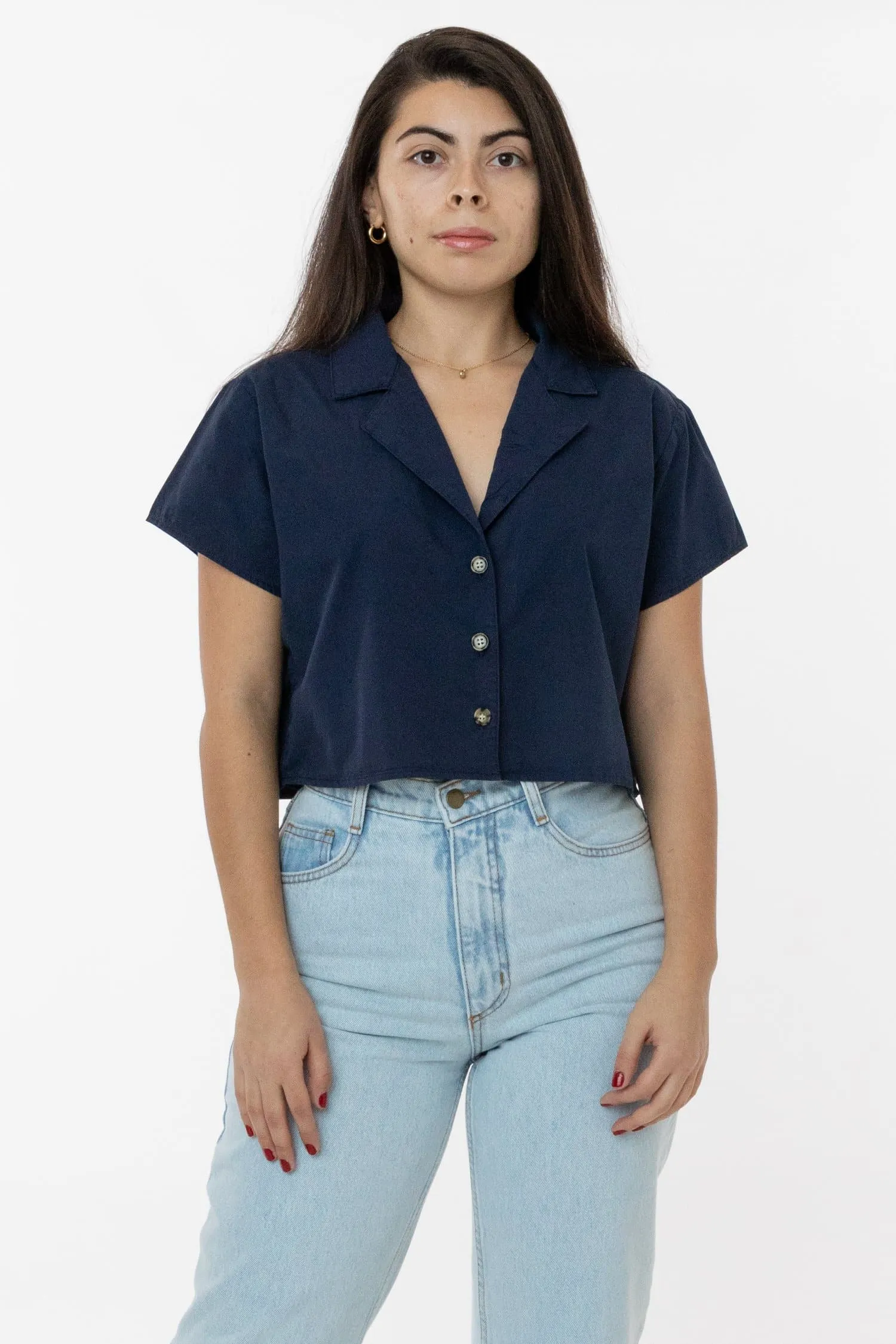 RCP315GD - Boxy Cropped Camp Collar Shirt