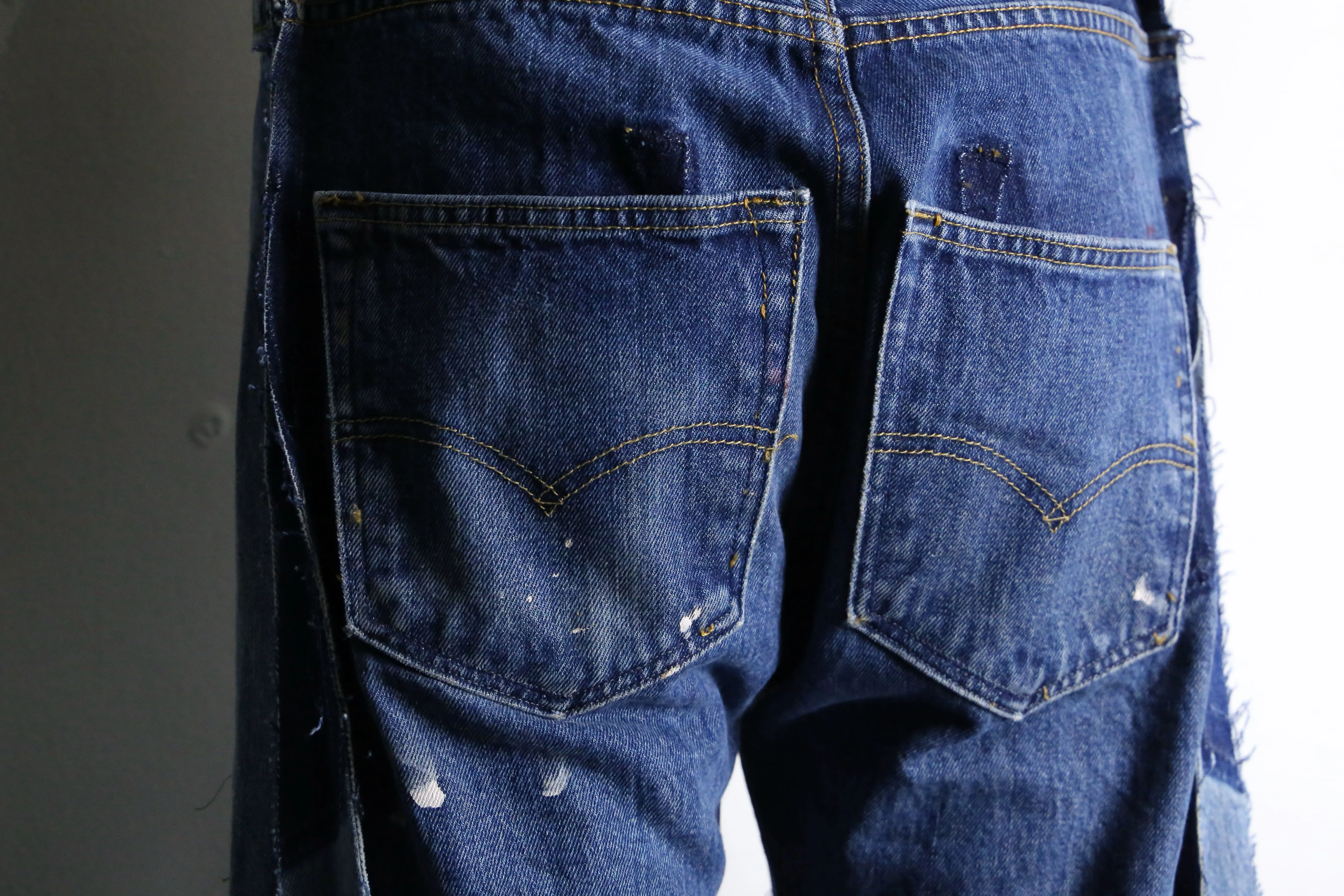 “Re:make” patchwork design super flare denim pants