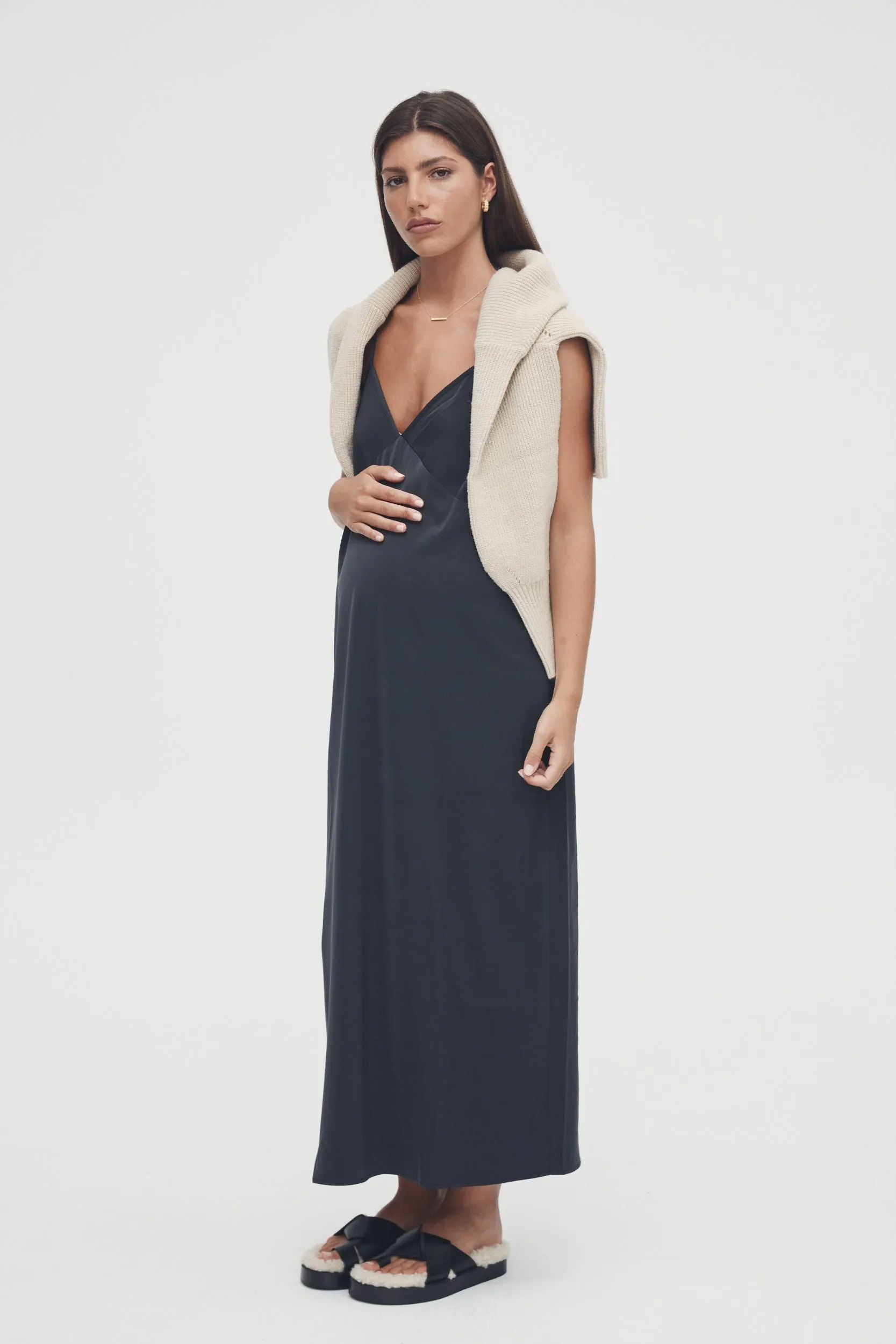 Satin Slip Dress (Ink)