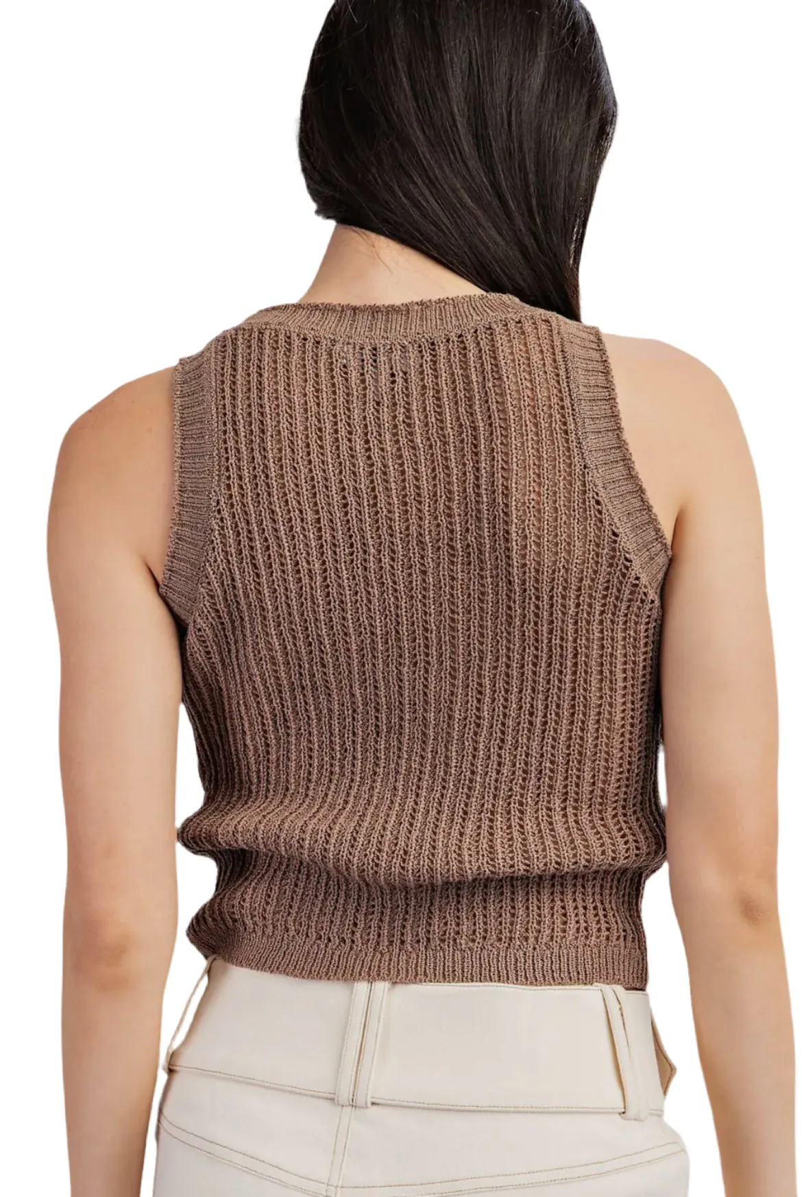 Sleeveless Open Knit Sweater