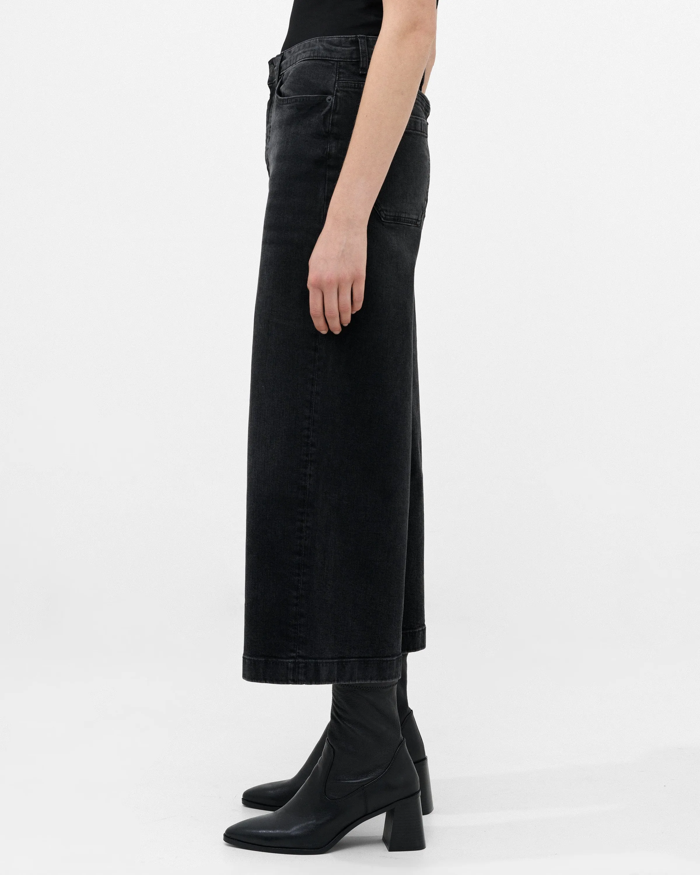 Stretch Denim Wide Leg Culottes 25 Inch