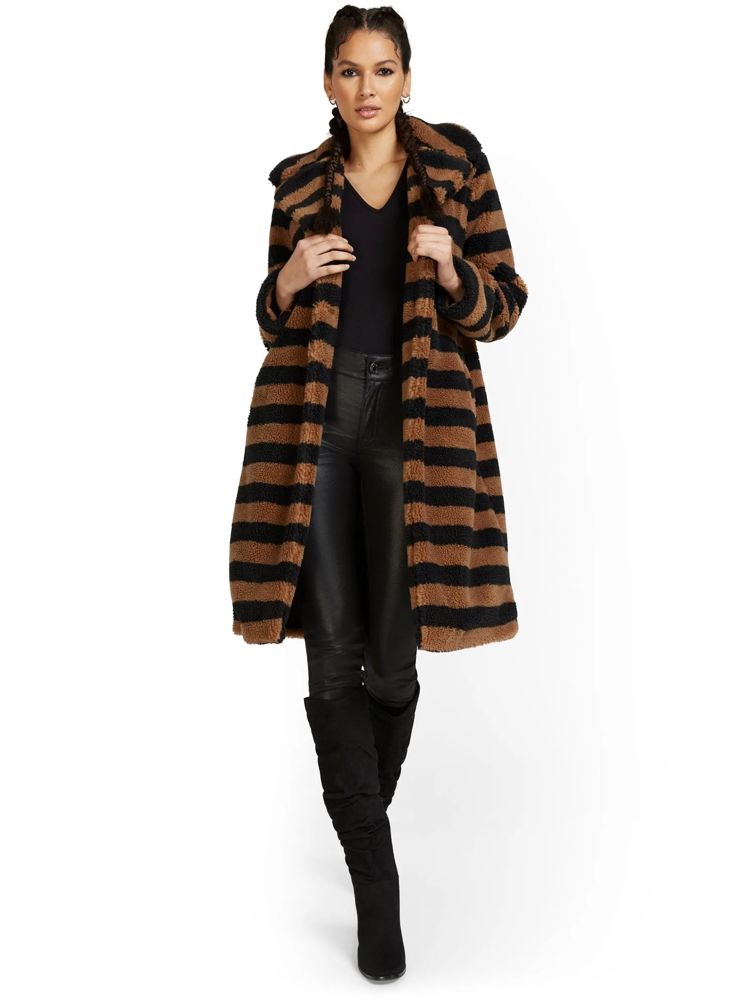 Stripe Teddy Bear Coat