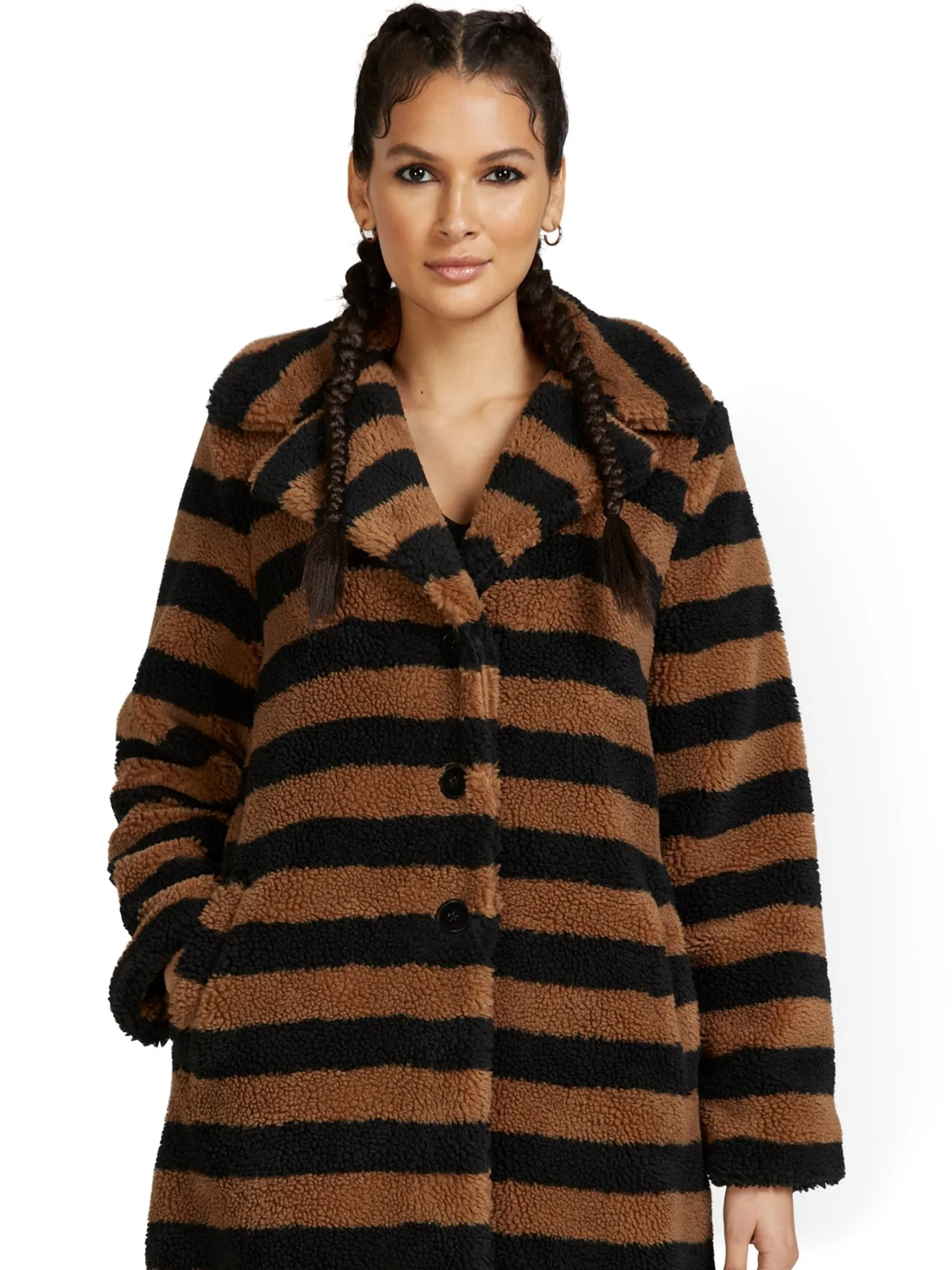 Stripe Teddy Bear Coat