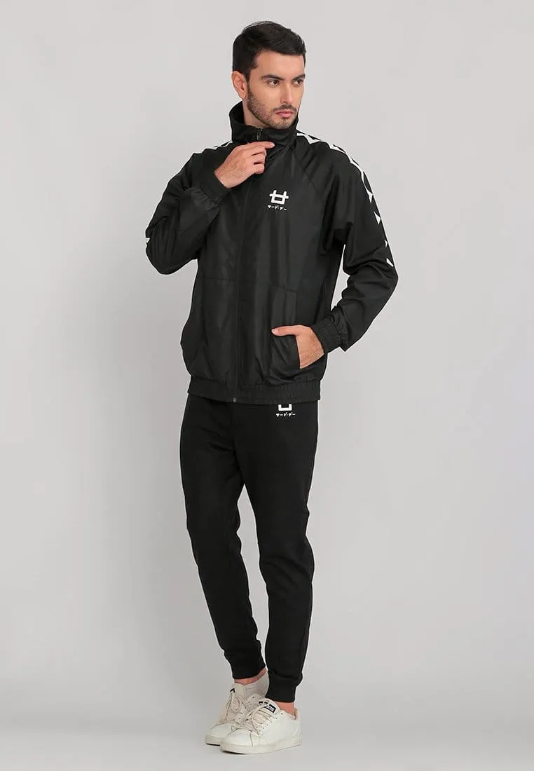 Third Day MOA27 Jaket Sporty Parka Pria Parasit Zigzag Hitam Putih