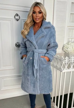 Wrap Up Tight Blue Teddy Belted Coat